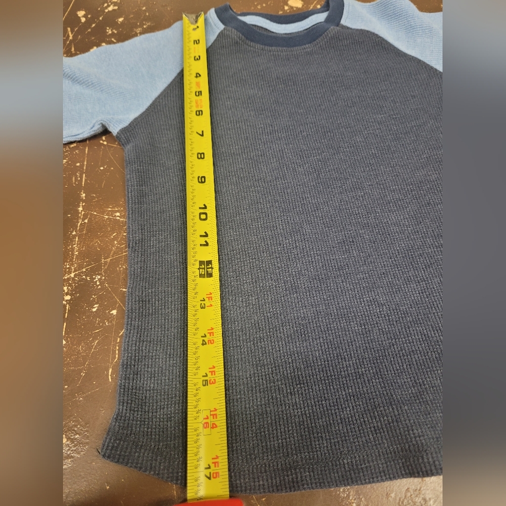 Boys 365 Thermal Long Sleeve Shirt Size 5 Two-Tone Blue - Picture 4 of 6